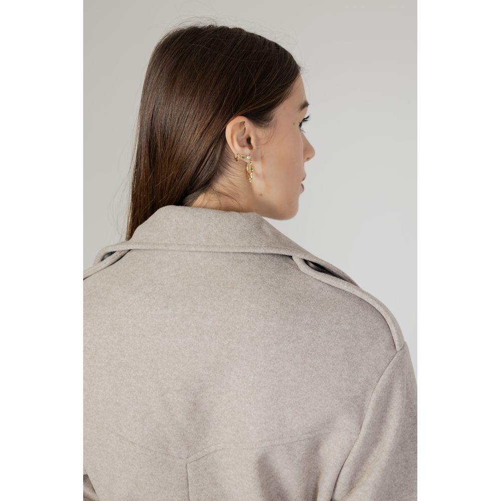 Beige Polyester Coat - ventzia