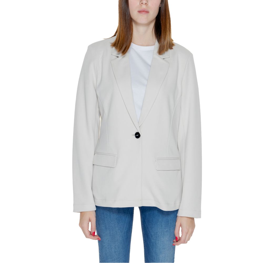Beige Polyester Blazer - ventzia