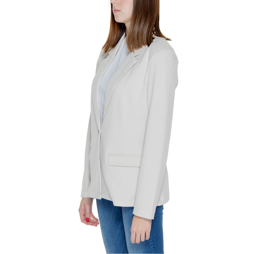 Beige Polyester Blazer - ventzia
