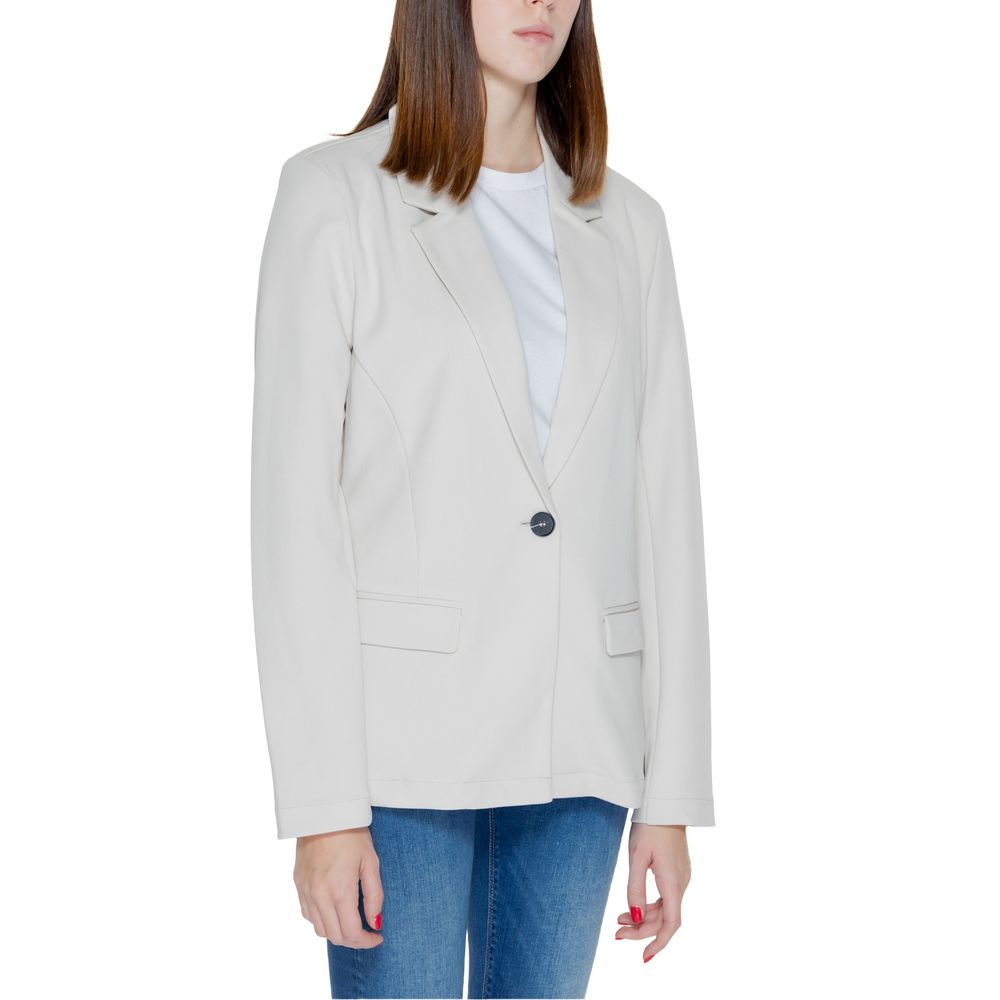 Beige Polyester Blazer - ventzia