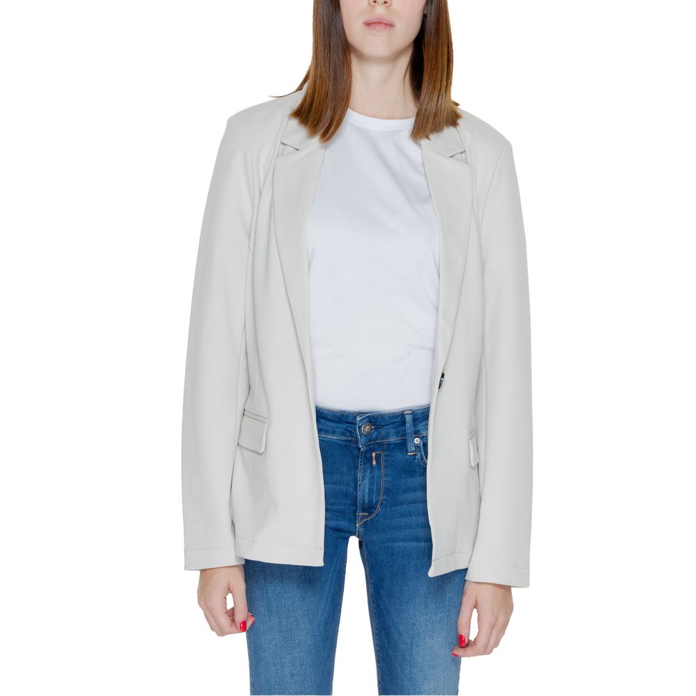 Beige Polyester Blazer - ventzia