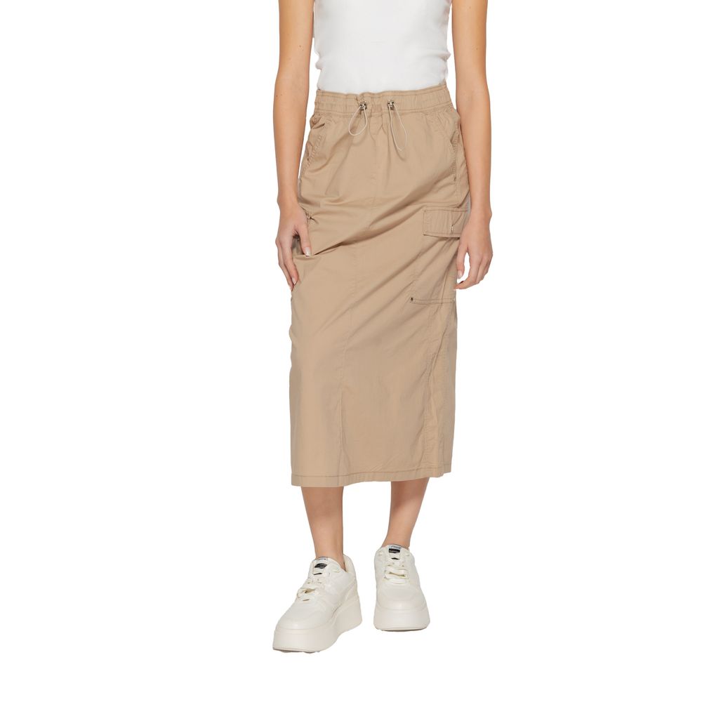 Beige Cotton Midi Skirt - ventzia