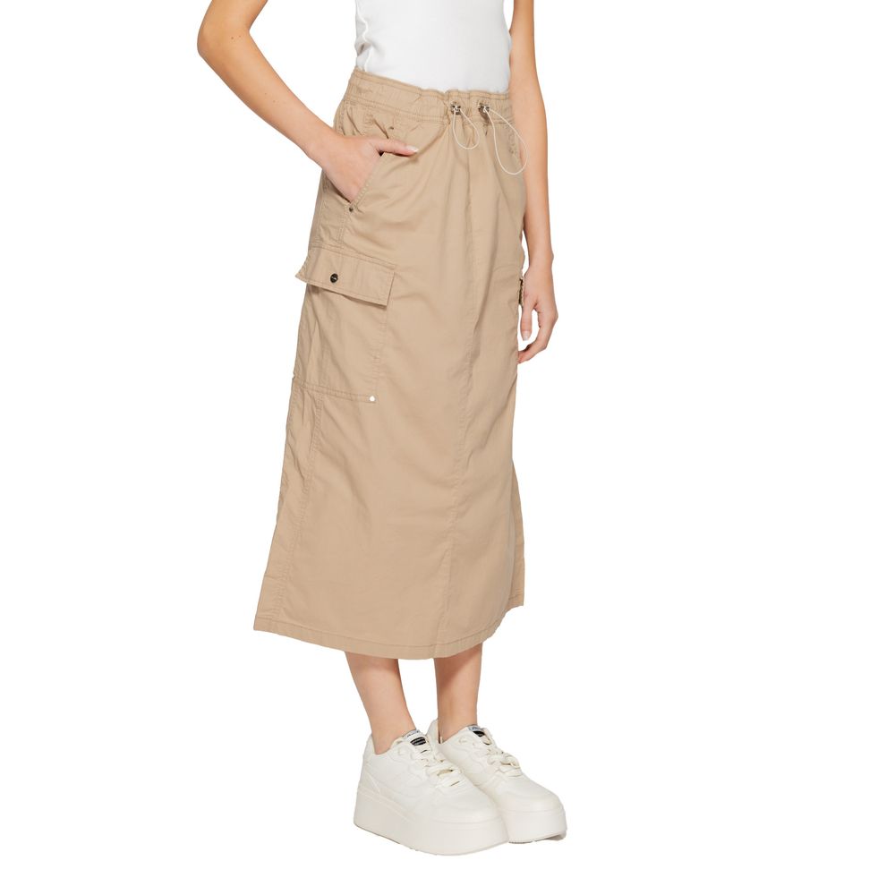 Beige Cotton Midi Skirt - ventzia