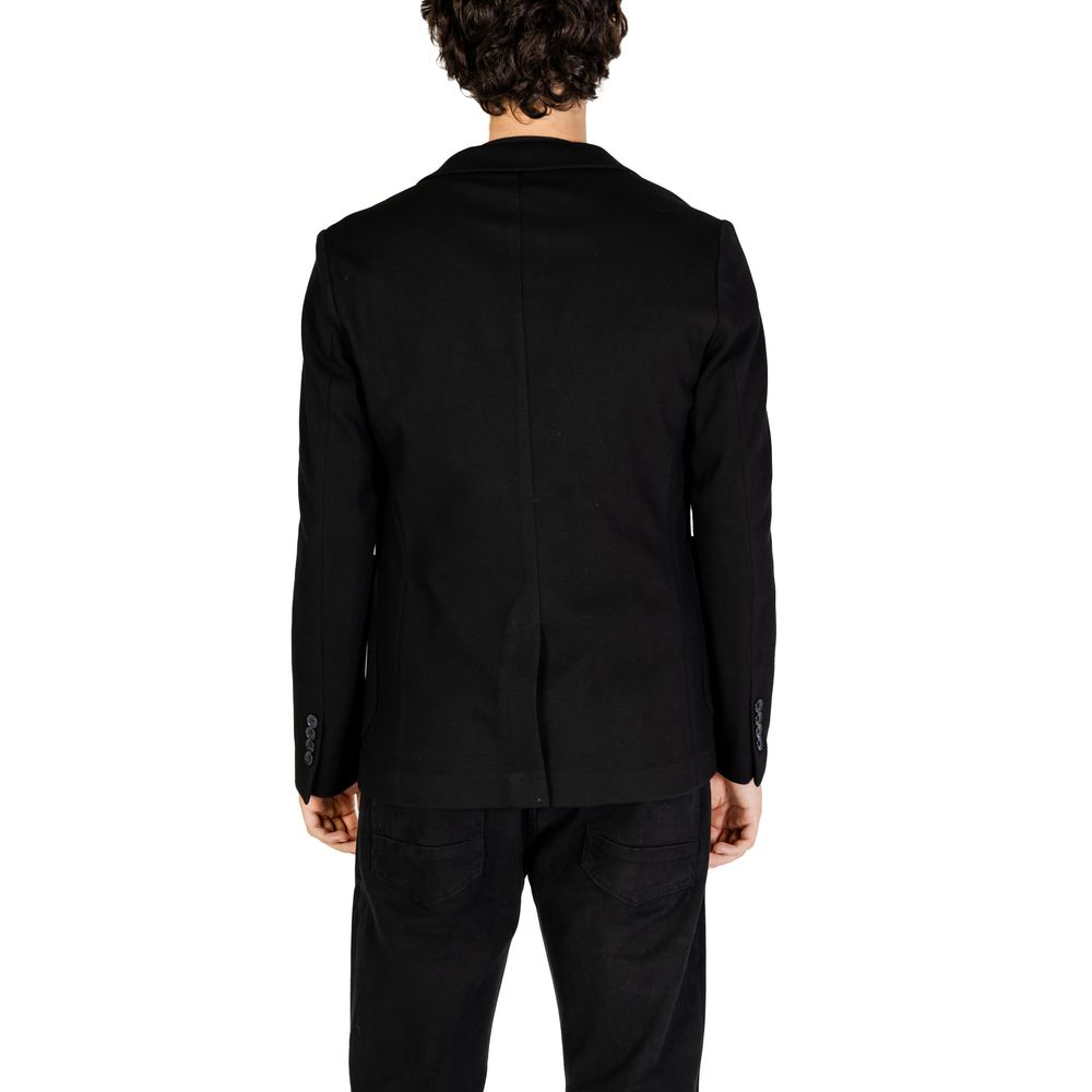 Black Cotton Blazer - ventzia