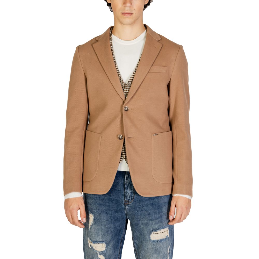 Beige Cotton Blazer - ventzia