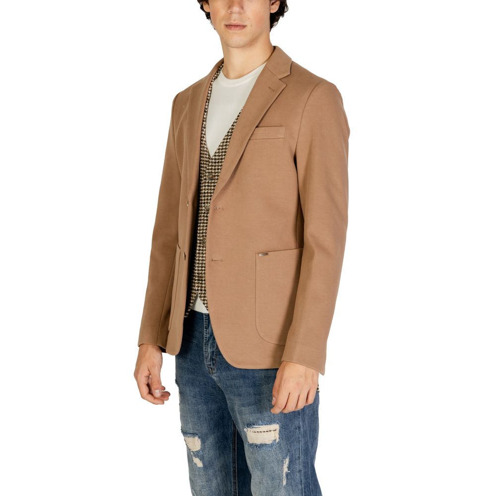 Beige Cotton Blazer - ventzia