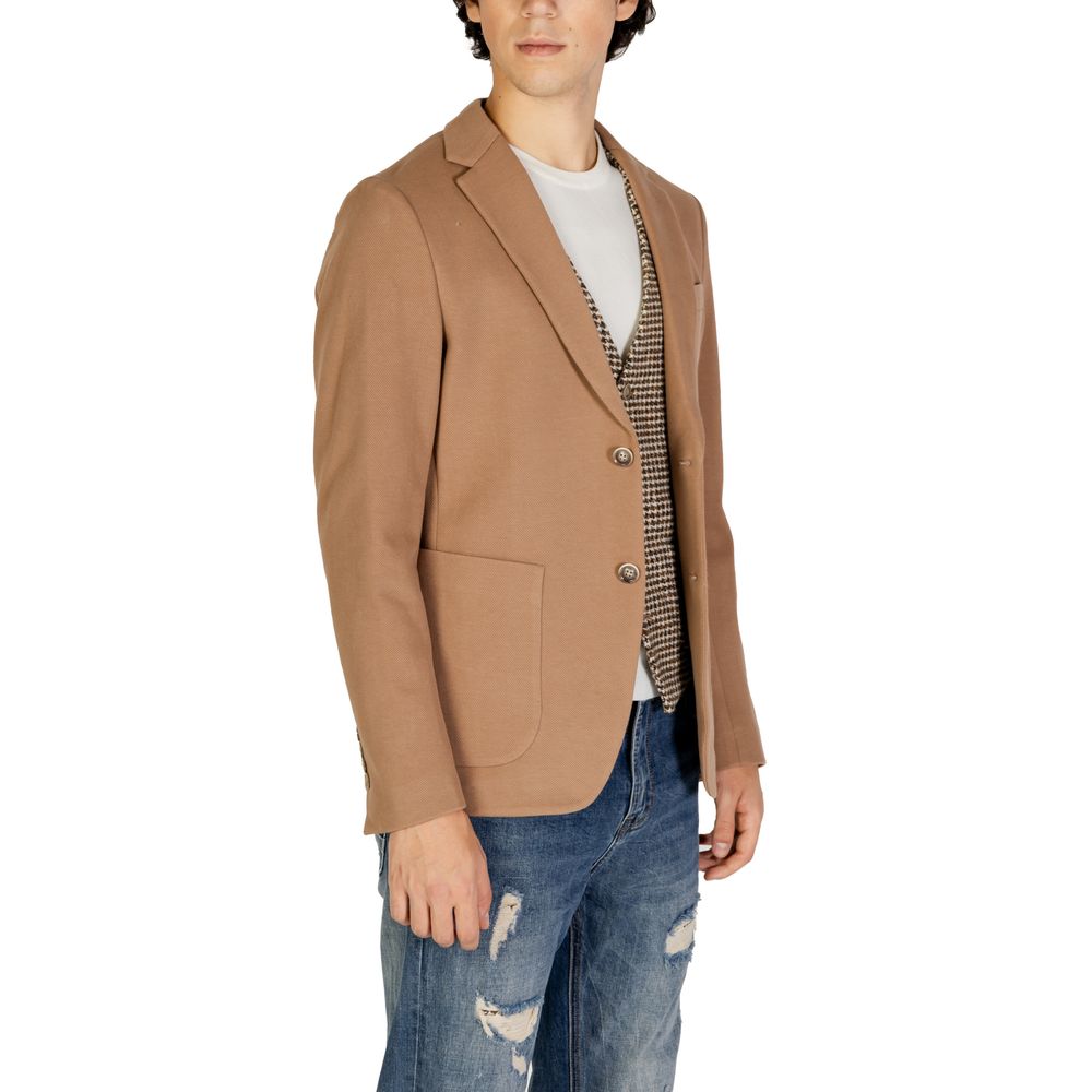 Beige Cotton Blazer - ventzia