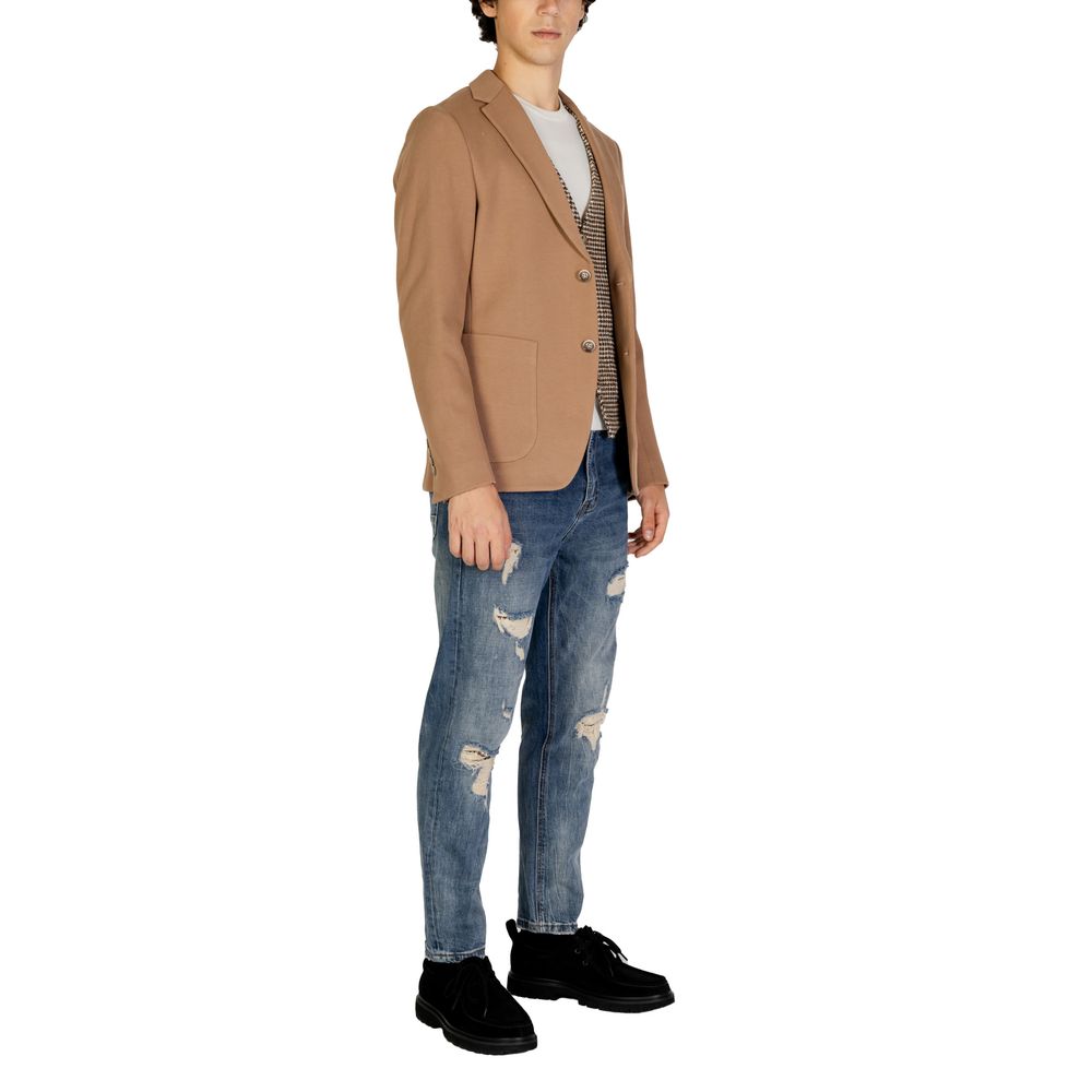 Beige Cotton Blazer - ventzia