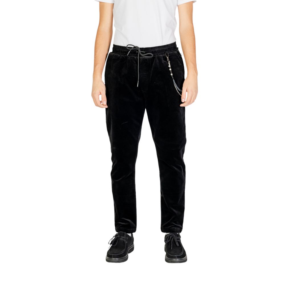 Black Cotton Casual Pants