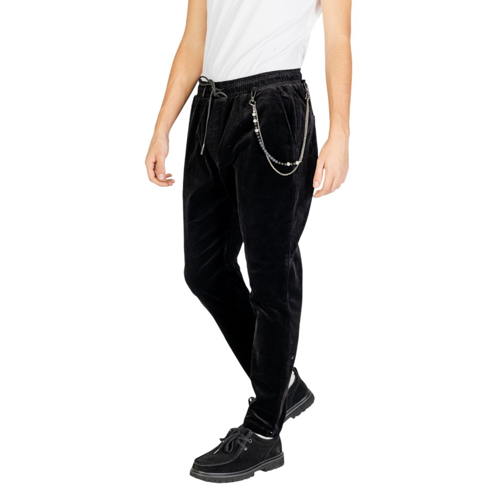 Black Cotton Casual Pants