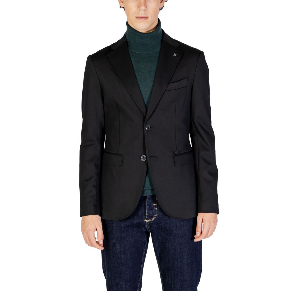 Black Polyester Blazer - ventzia