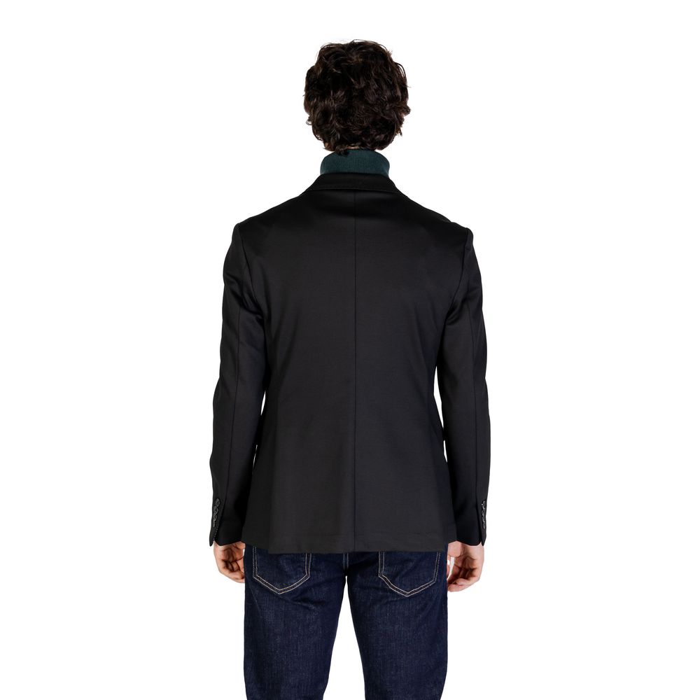 Black Polyester Blazer - ventzia