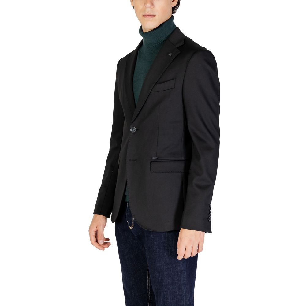 Black Polyester Blazer - ventzia