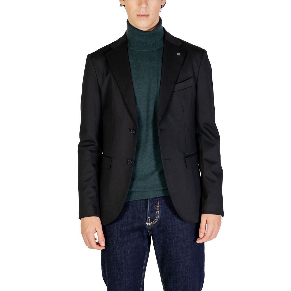 Black Polyester Blazer - ventzia