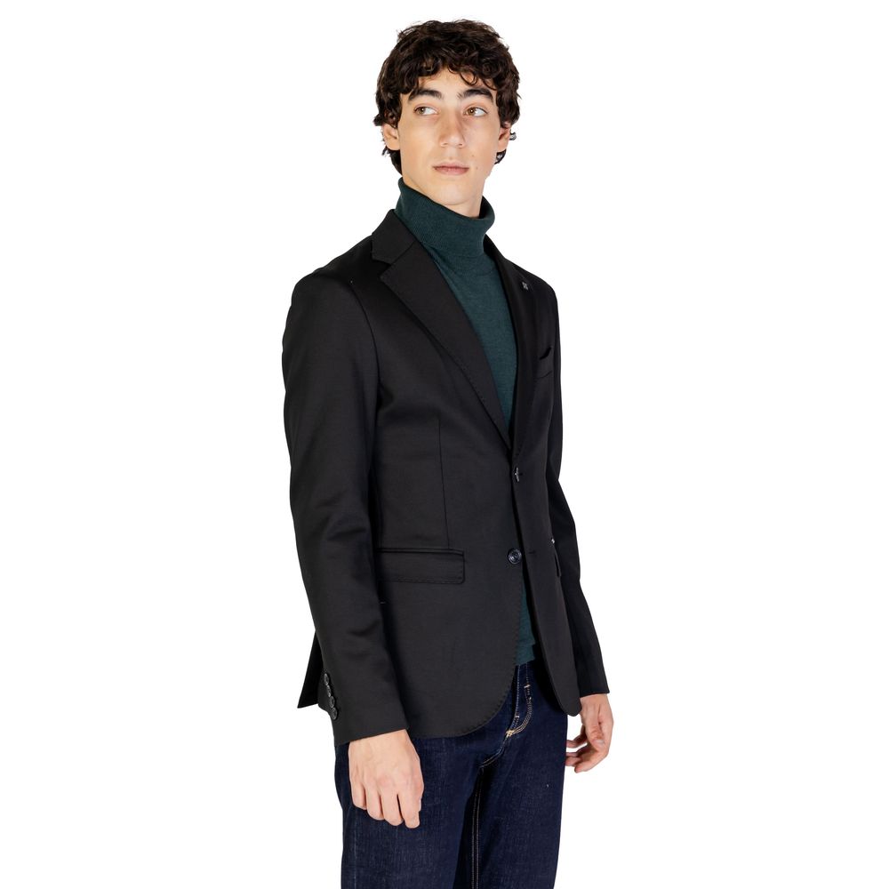 Black Polyester Blazer - ventzia