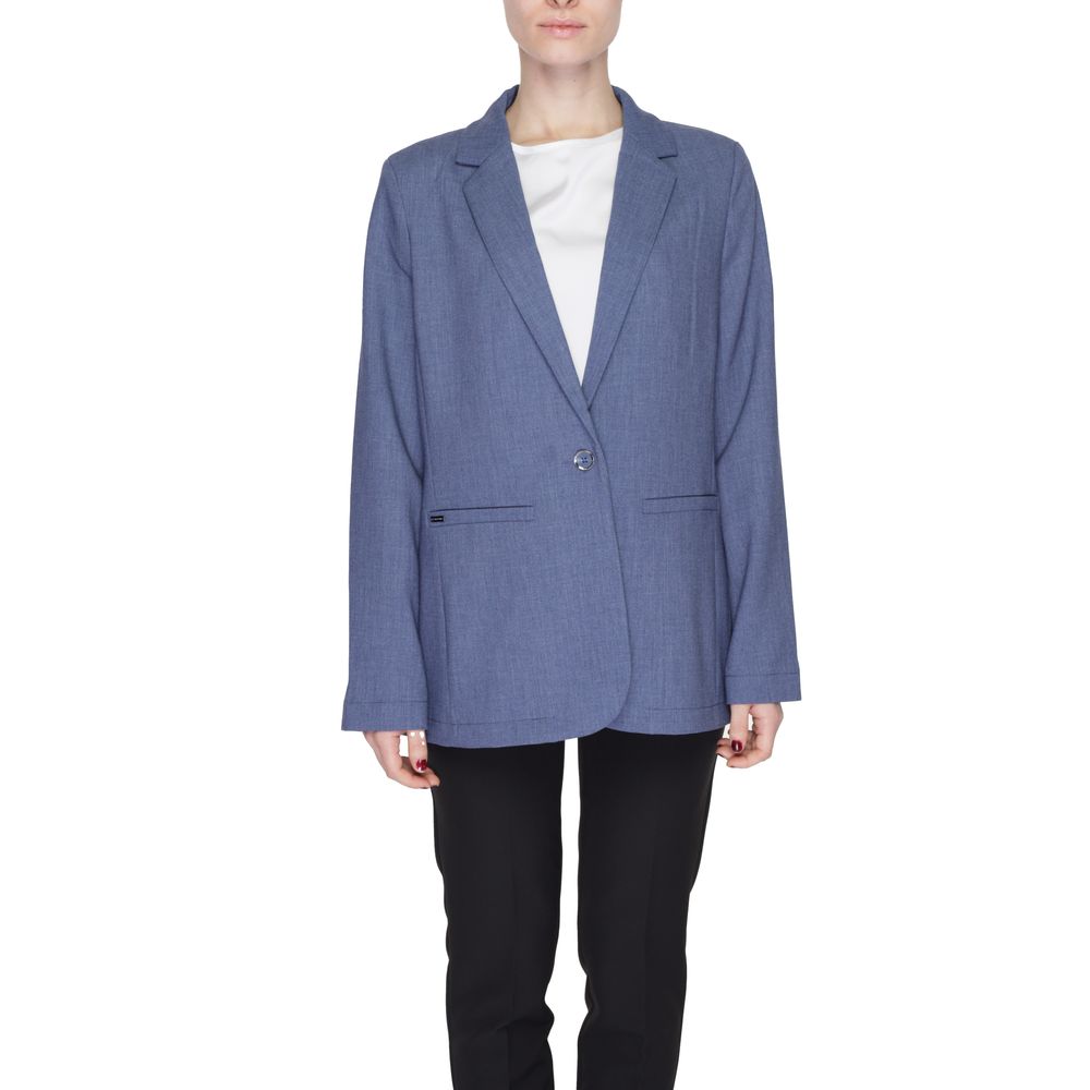 Blue Polyester Blazer - ventzia