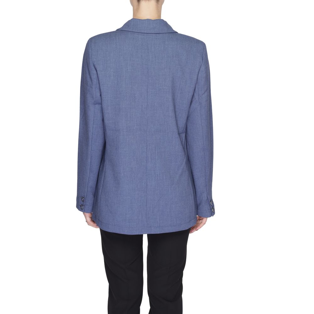 Blue Polyester Blazer - ventzia