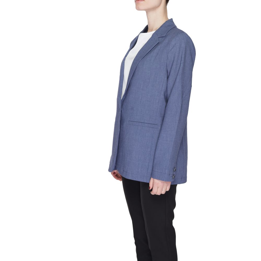 Blue Polyester Blazer - ventzia