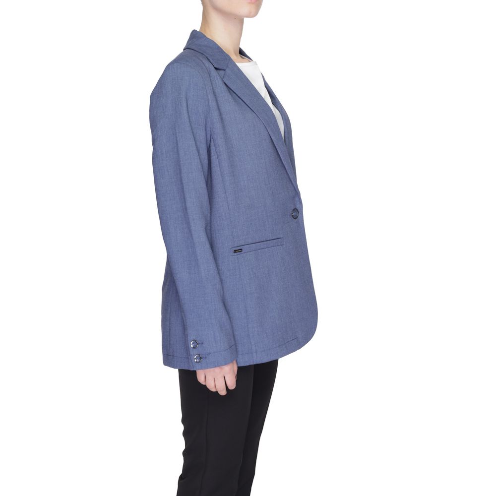 Blue Polyester Blazer - ventzia