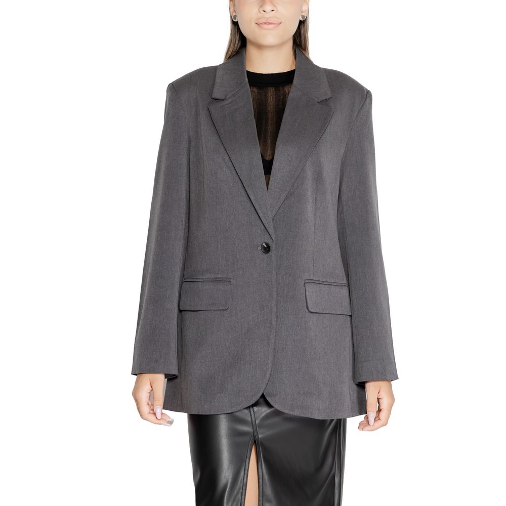 Gray Recycled Polyester Blazer - ventzia