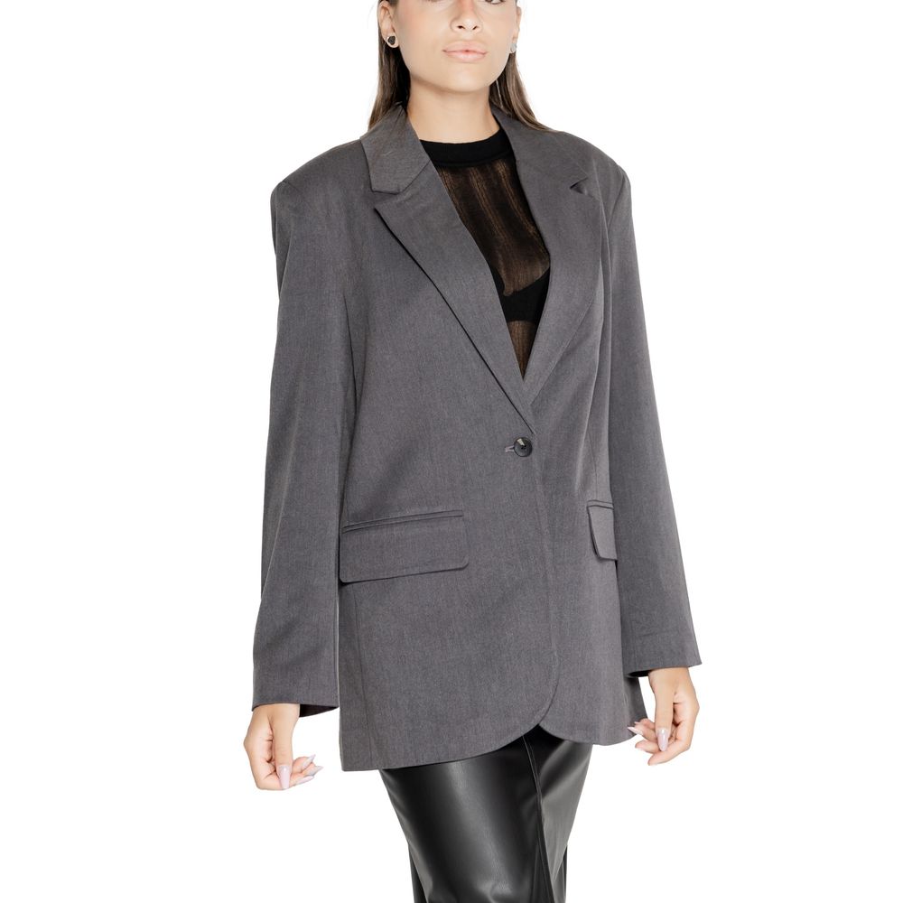 Gray Recycled Polyester Blazer - ventzia