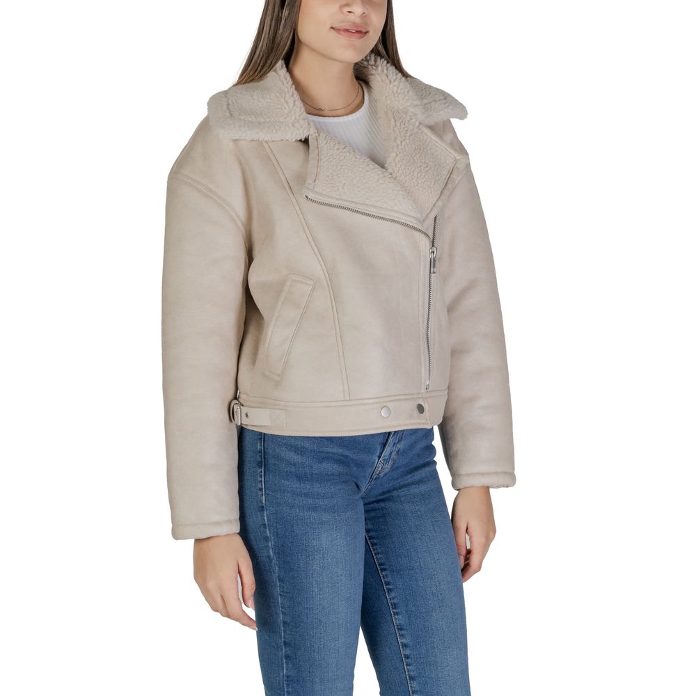 Beige Artificial Leather Jackets & Coat - ventzia