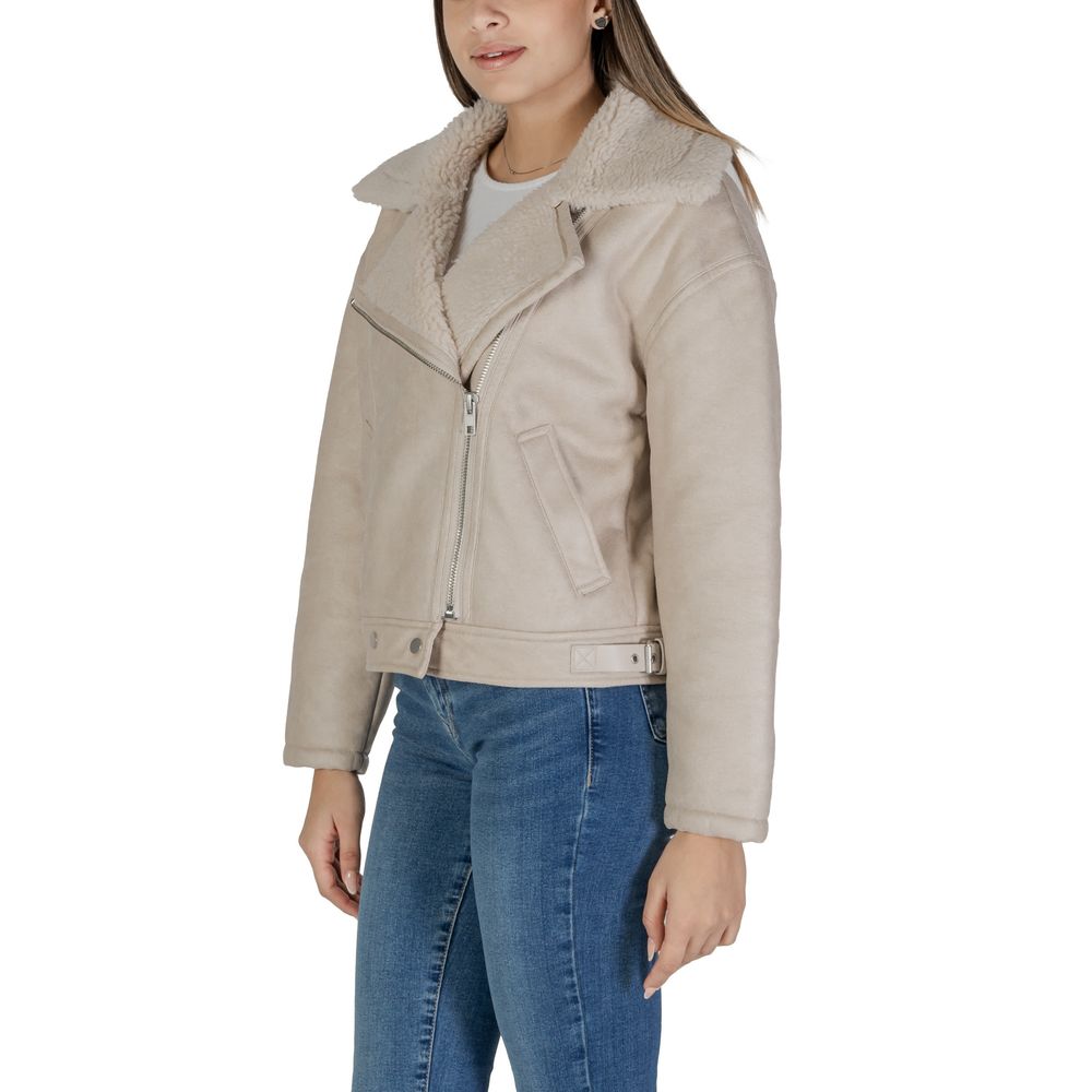 Beige Artificial Leather Jackets & Coat - ventzia