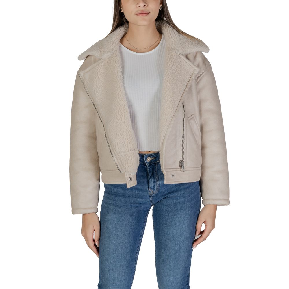 Beige Artificial Leather Jackets & Coat - ventzia