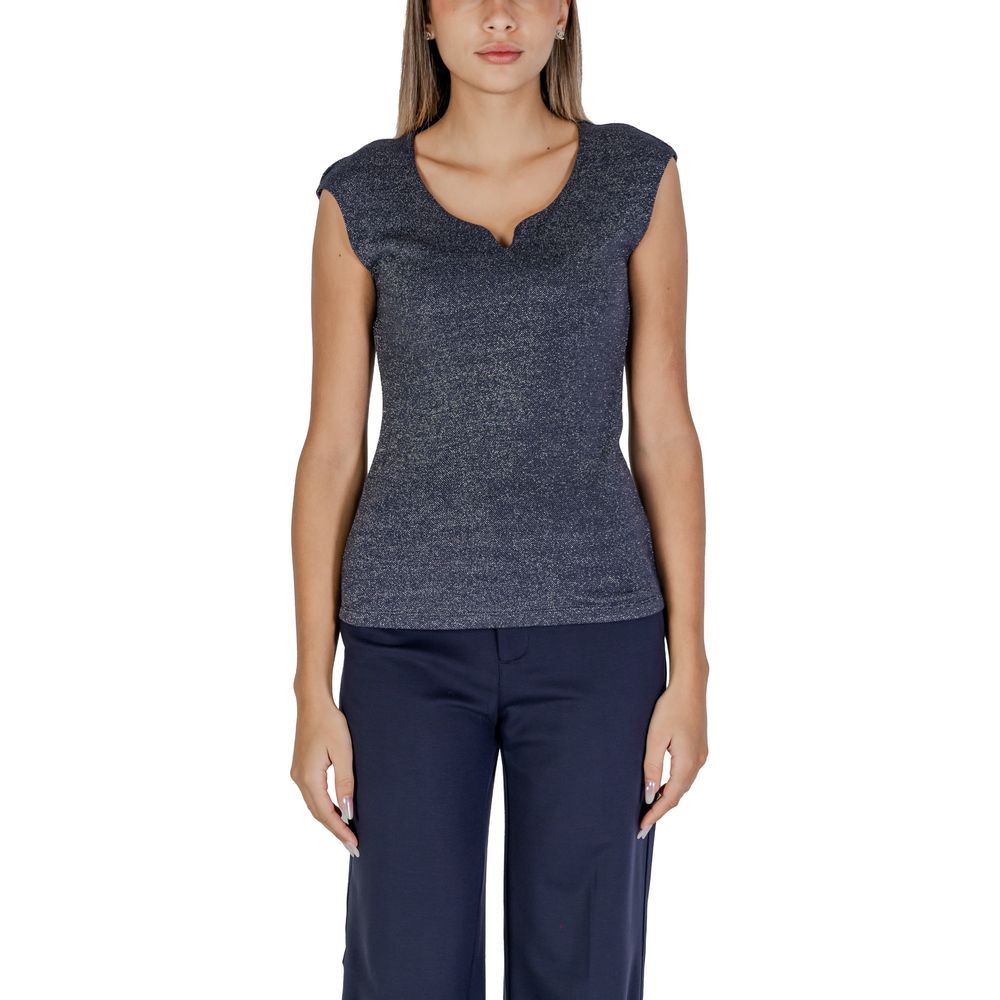 Blue Viscose Tank Tops - ventzia