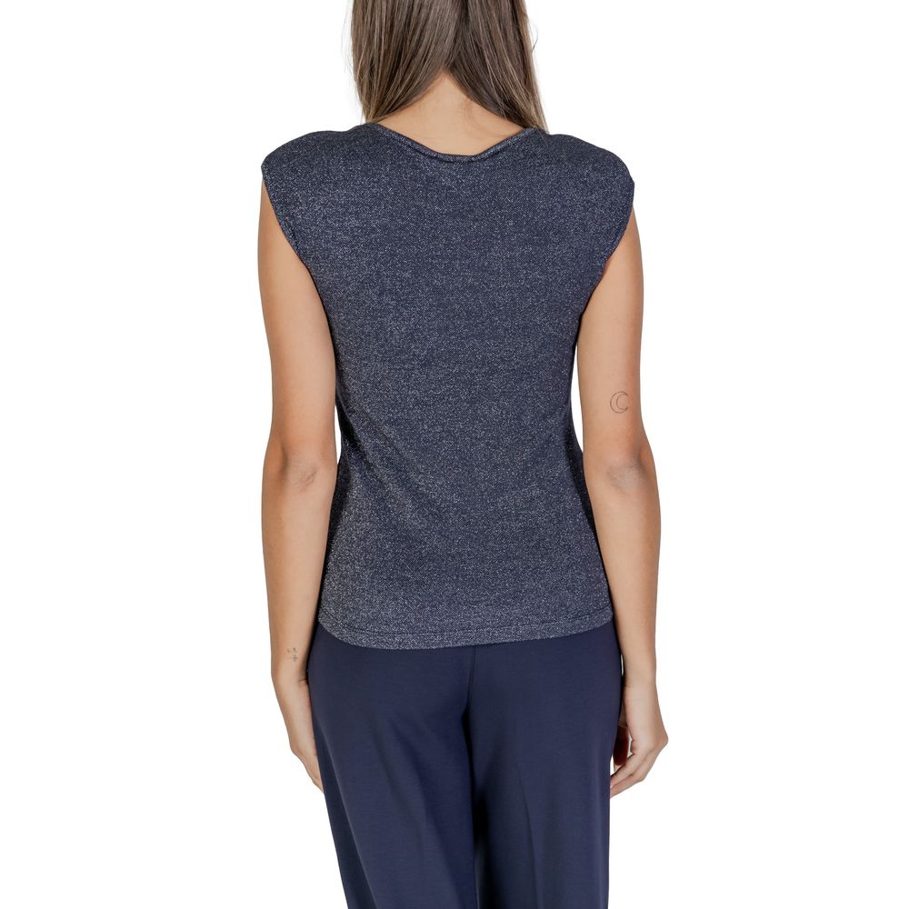 Blue Viscose Tank Tops - ventzia