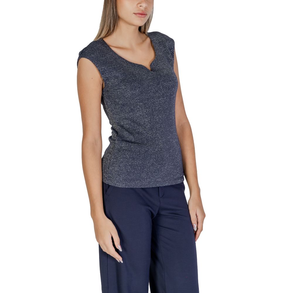 Blue Viscose Tank Tops - ventzia