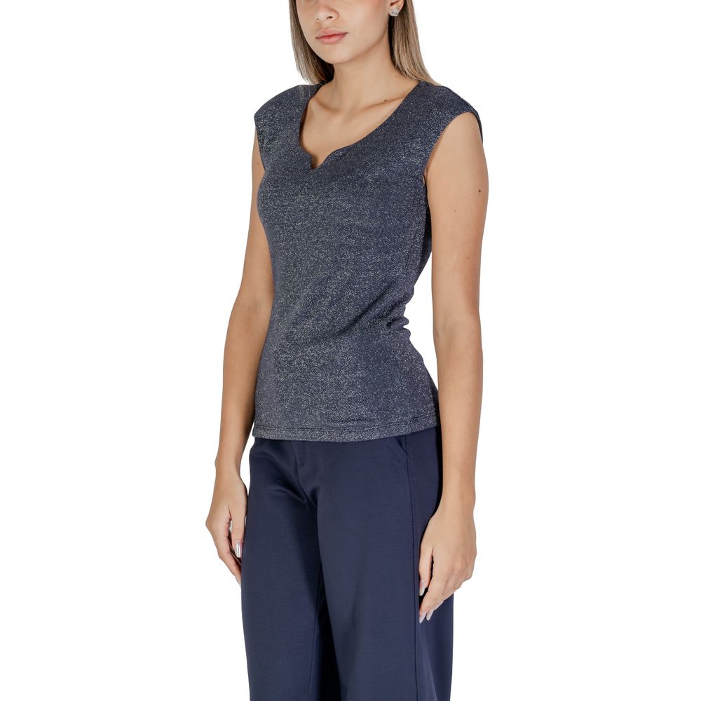 Blue Viscose Tank Tops - ventzia