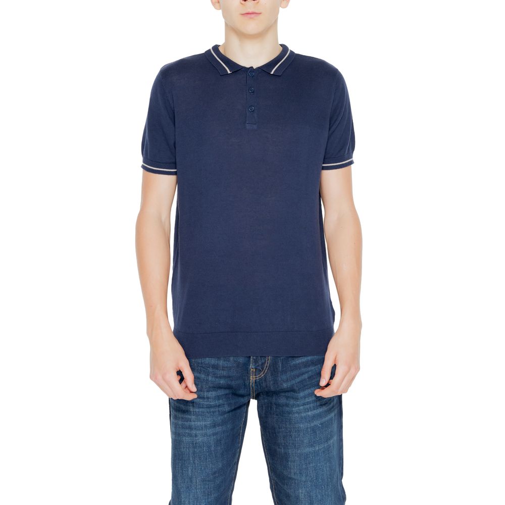 Blue Cotton Shortsleeve Shirt - ventzia