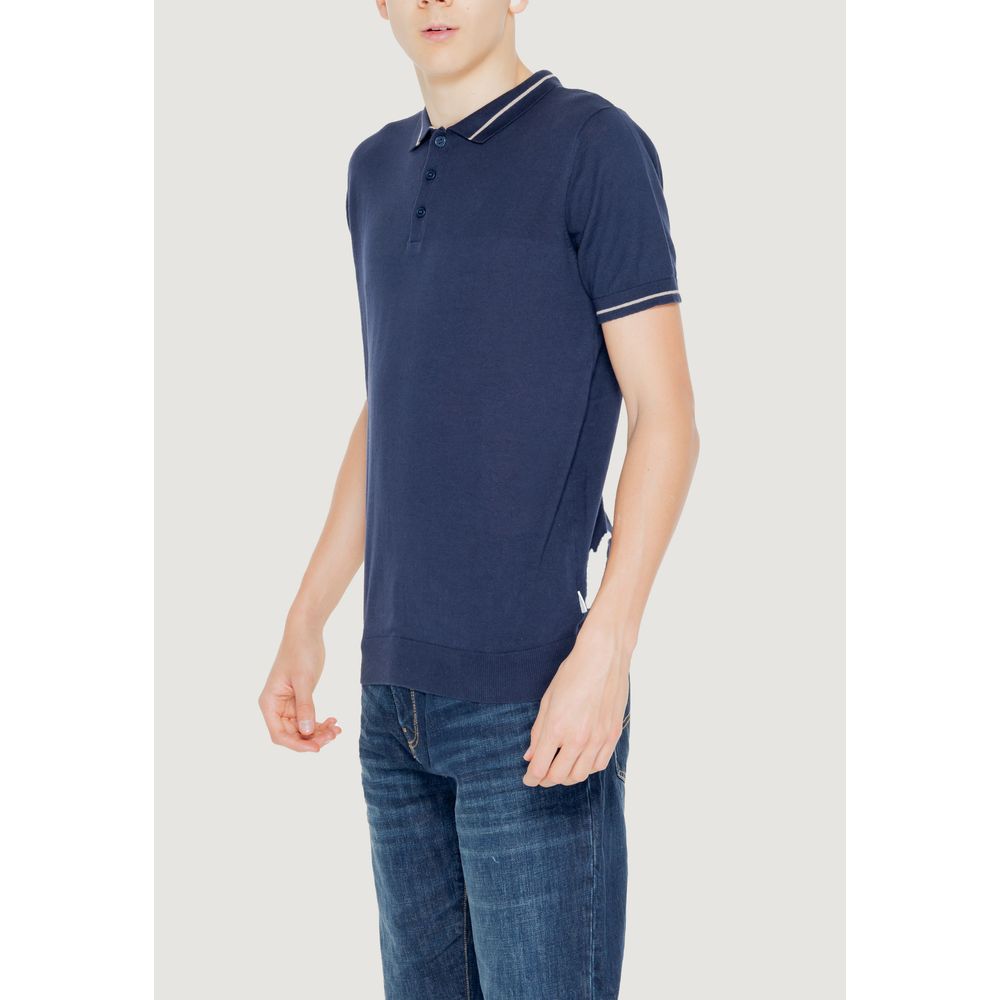 Blue Cotton Shortsleeve Shirt - ventzia