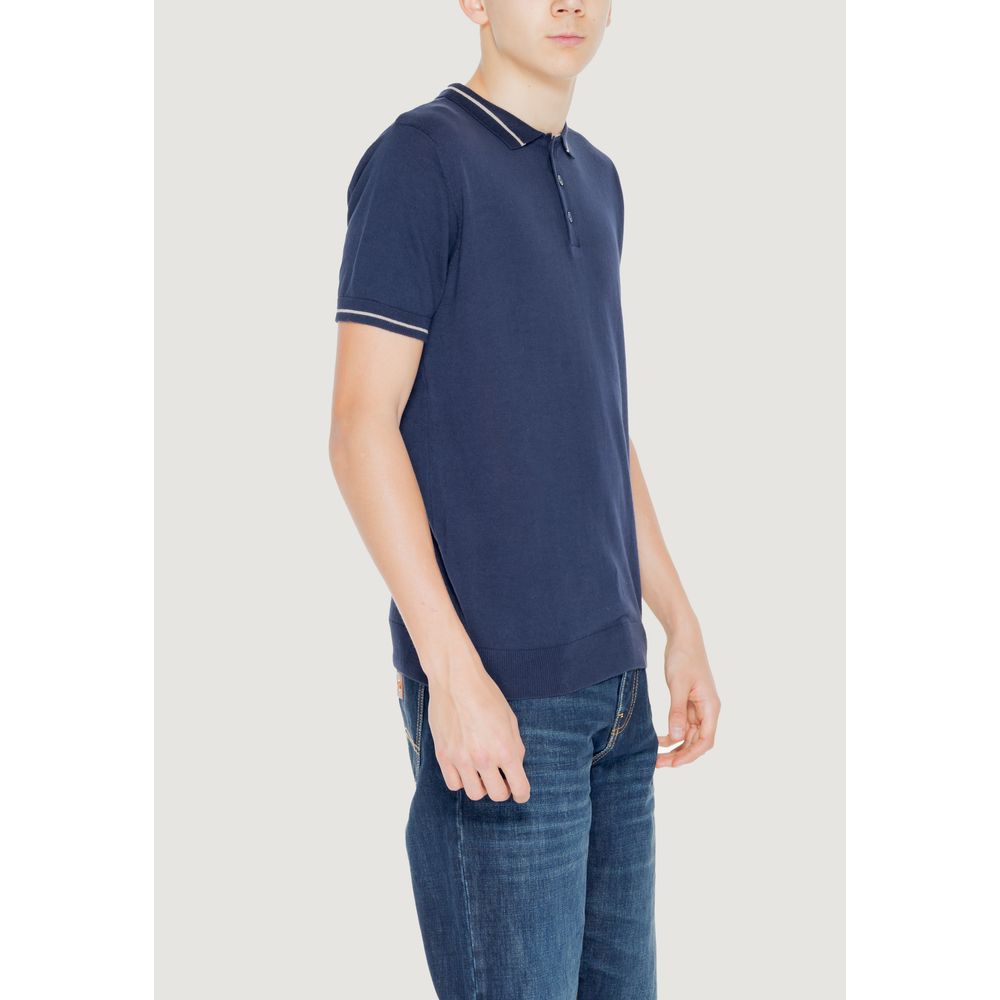 Blue Cotton Shortsleeve Shirt - ventzia