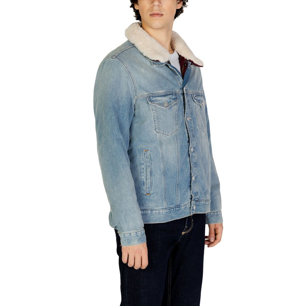 Light Blue Cotton Jackets & Coat - ventzia