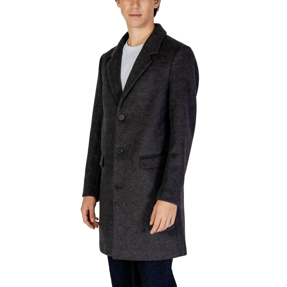 Gray Polyester Coat - ventzia