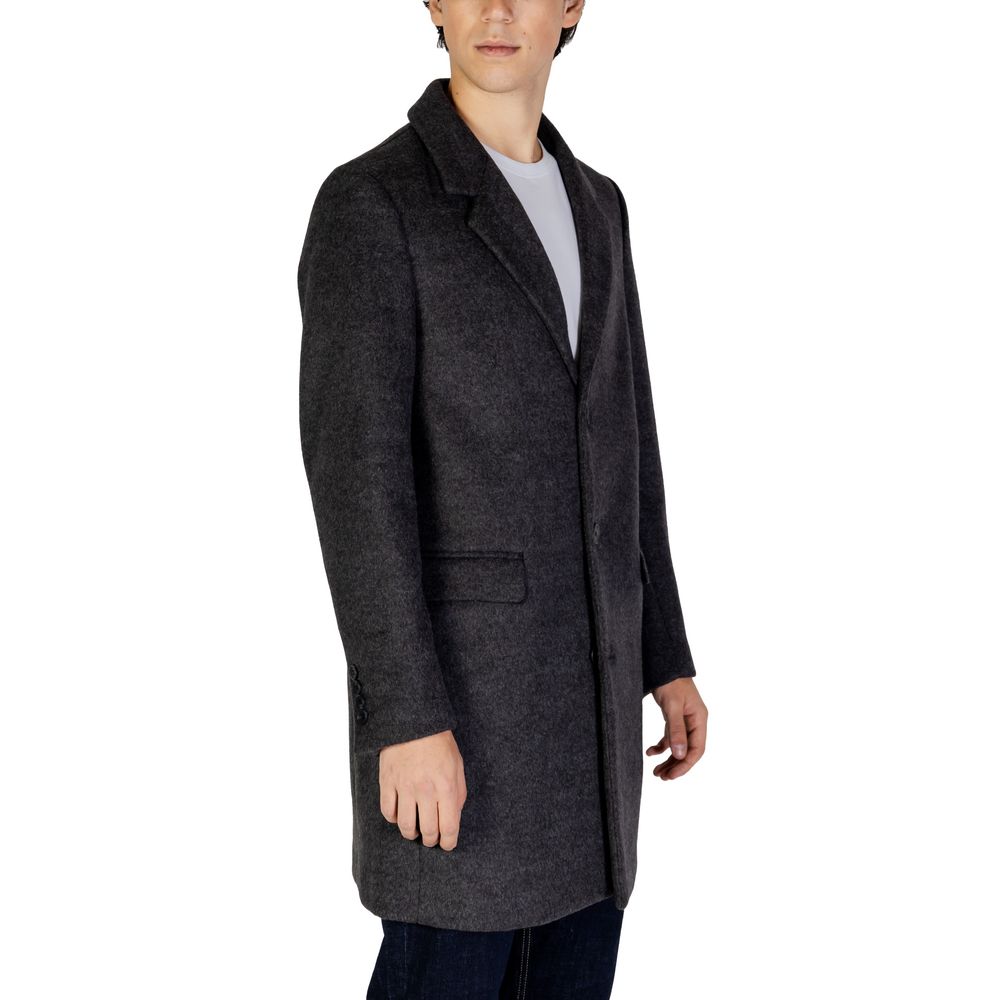 Gray Polyester Coat - ventzia