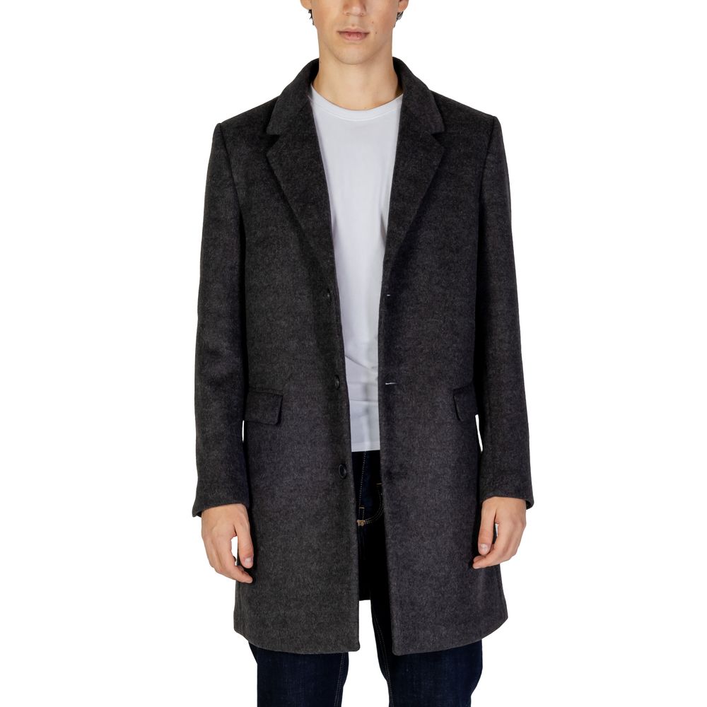 Gray Polyester Coat - ventzia
