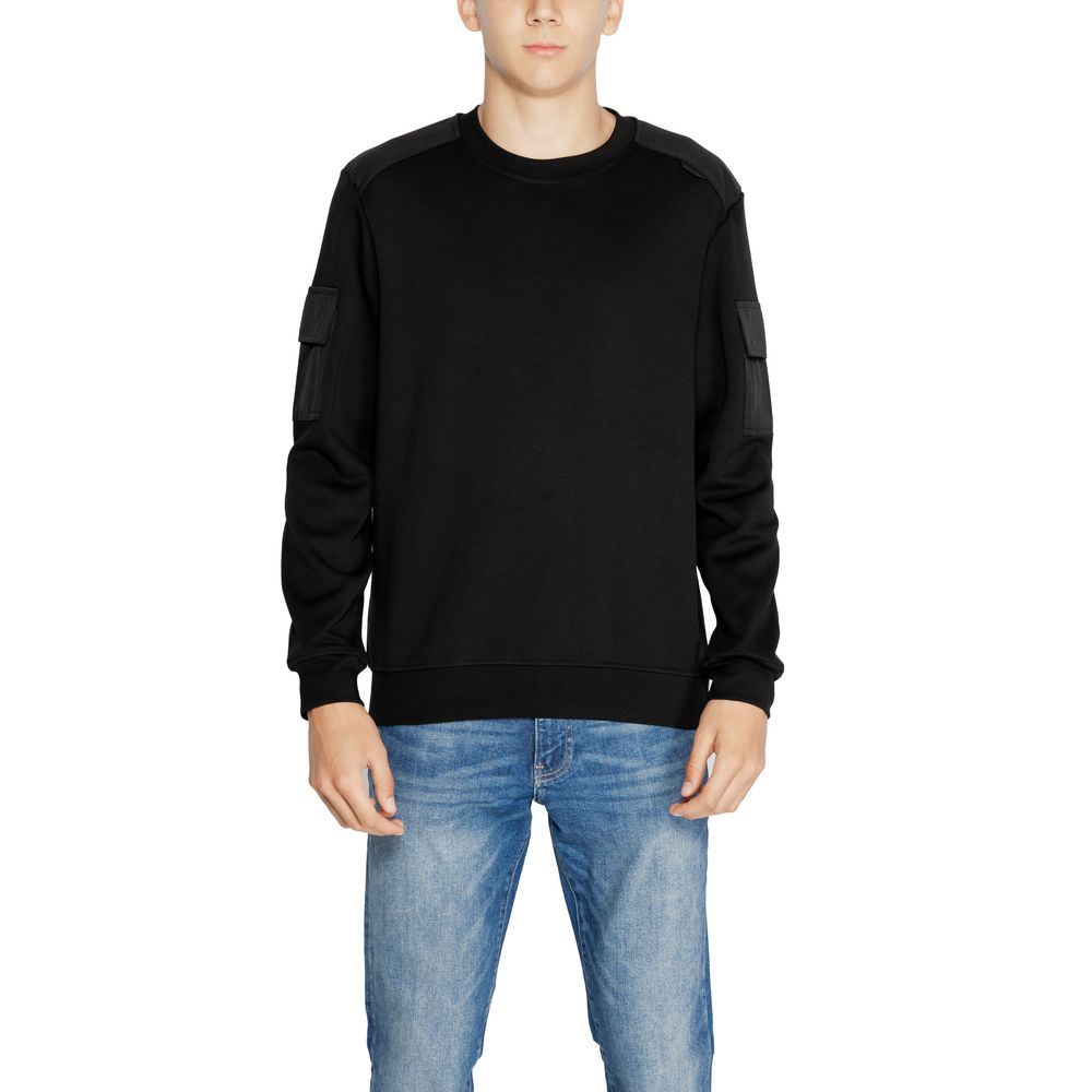 Black Cotton Sweatshirt - ventzia