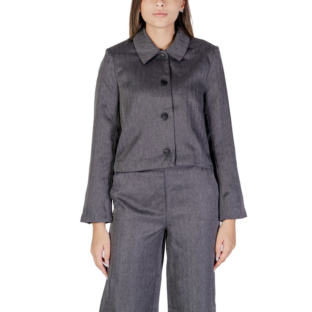 Gray Polyester Blazer - ventzia