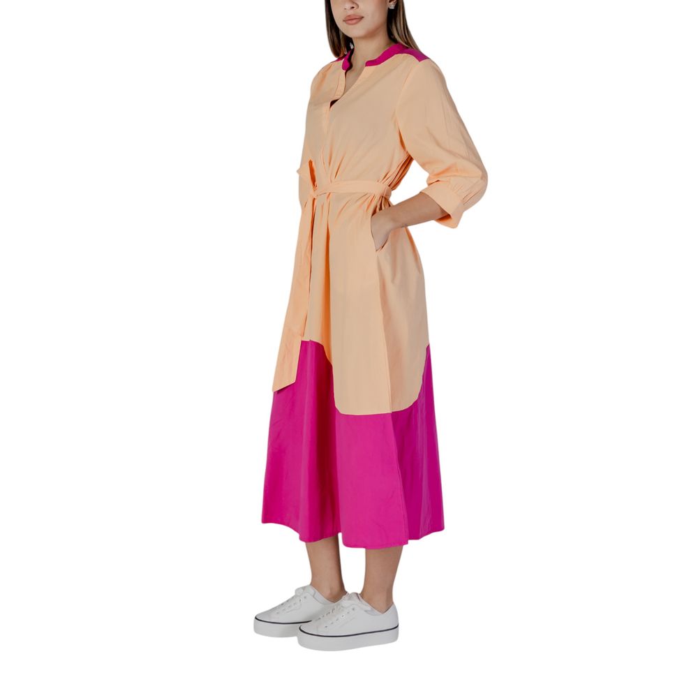 Orange Cotton Long Dress - ventzia
