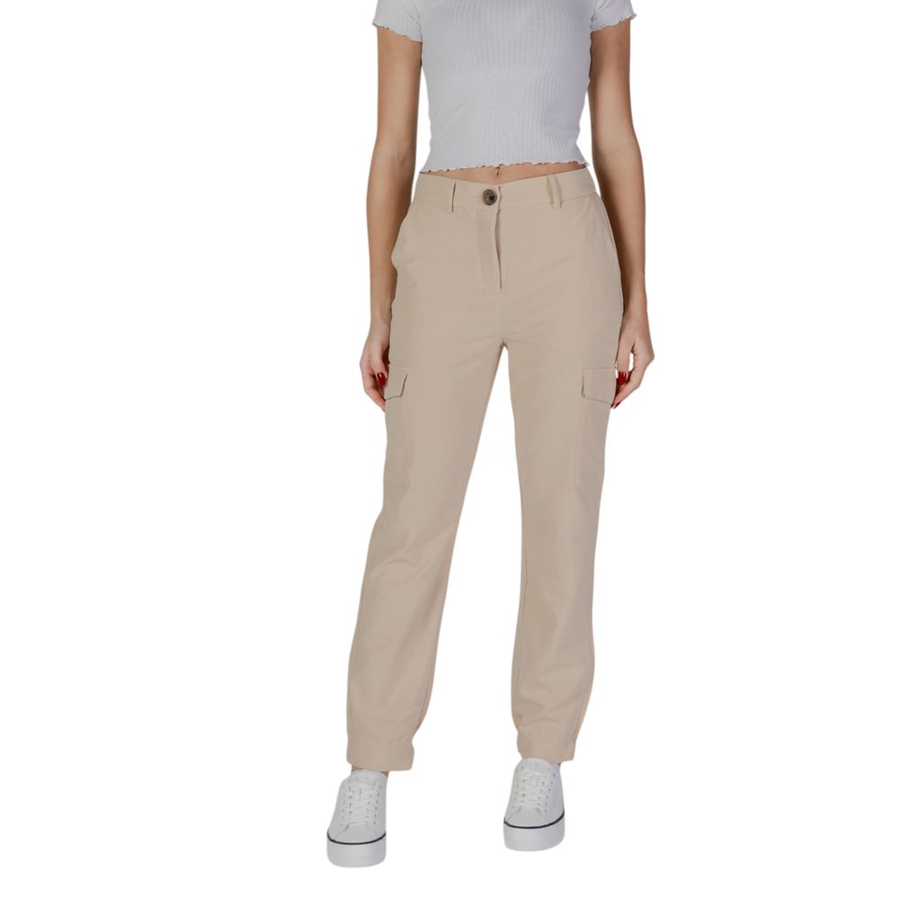 Beige Polyester Pant - ventzia