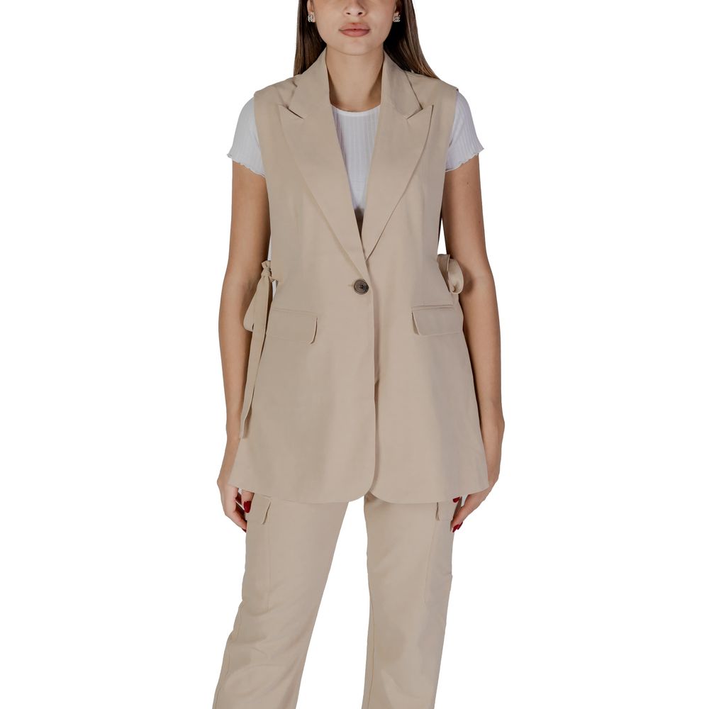 Beige Polyester Waistcoat - ventzia