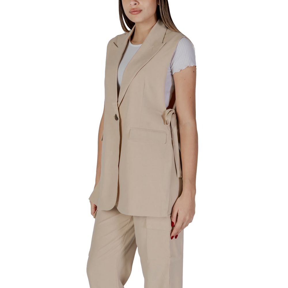 Beige Polyester Waistcoat - ventzia