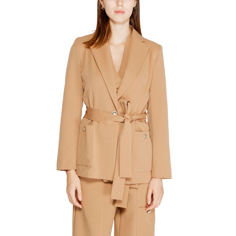 Beige Polyester Blazer - ventzia