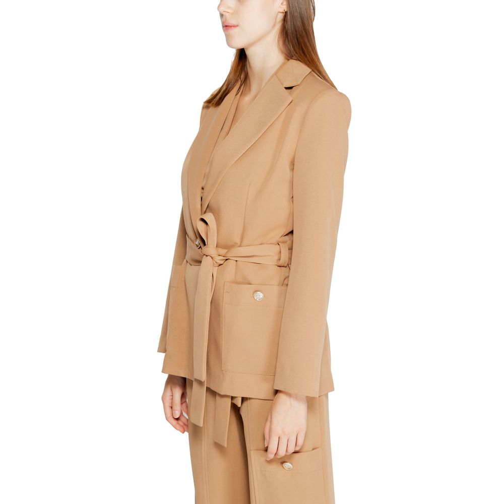 Beige Polyester Blazer - ventzia