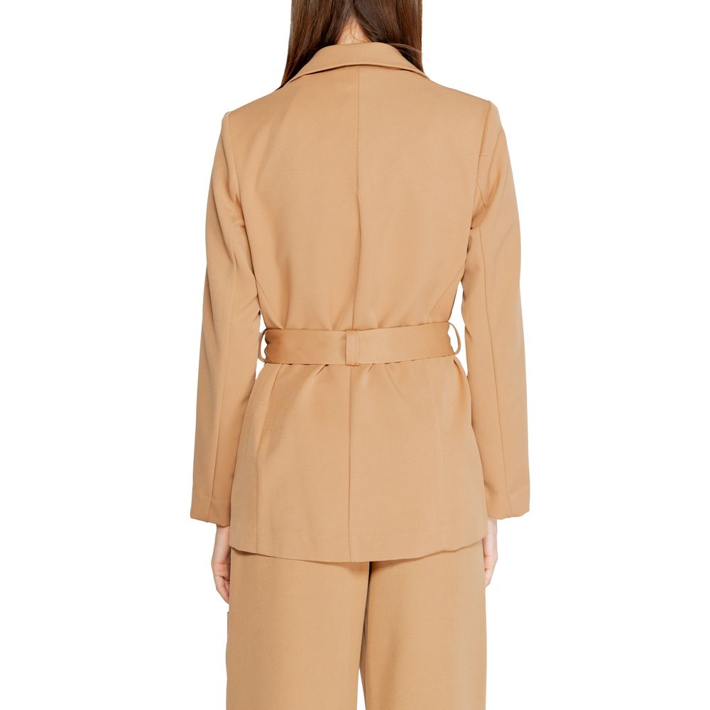 Beige Polyester Blazer - ventzia