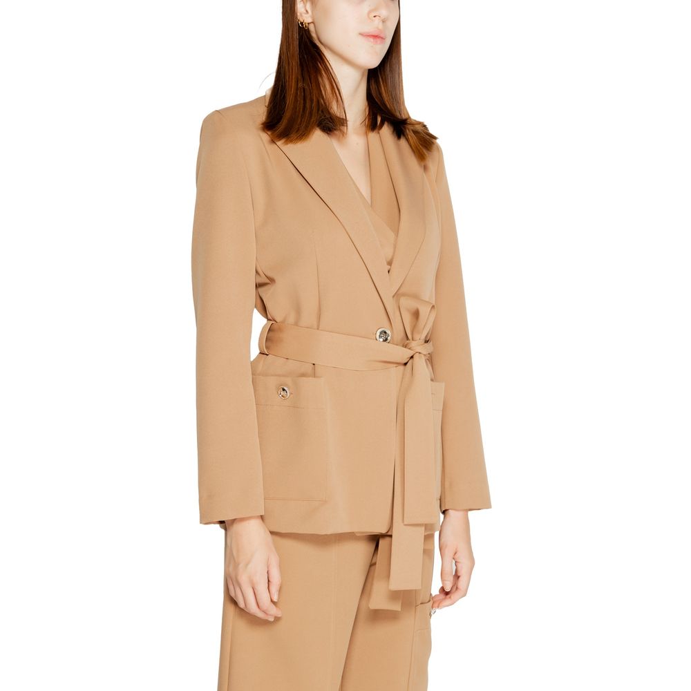 Beige Polyester Blazer - ventzia