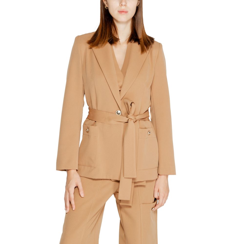 Beige Polyester Blazer - ventzia